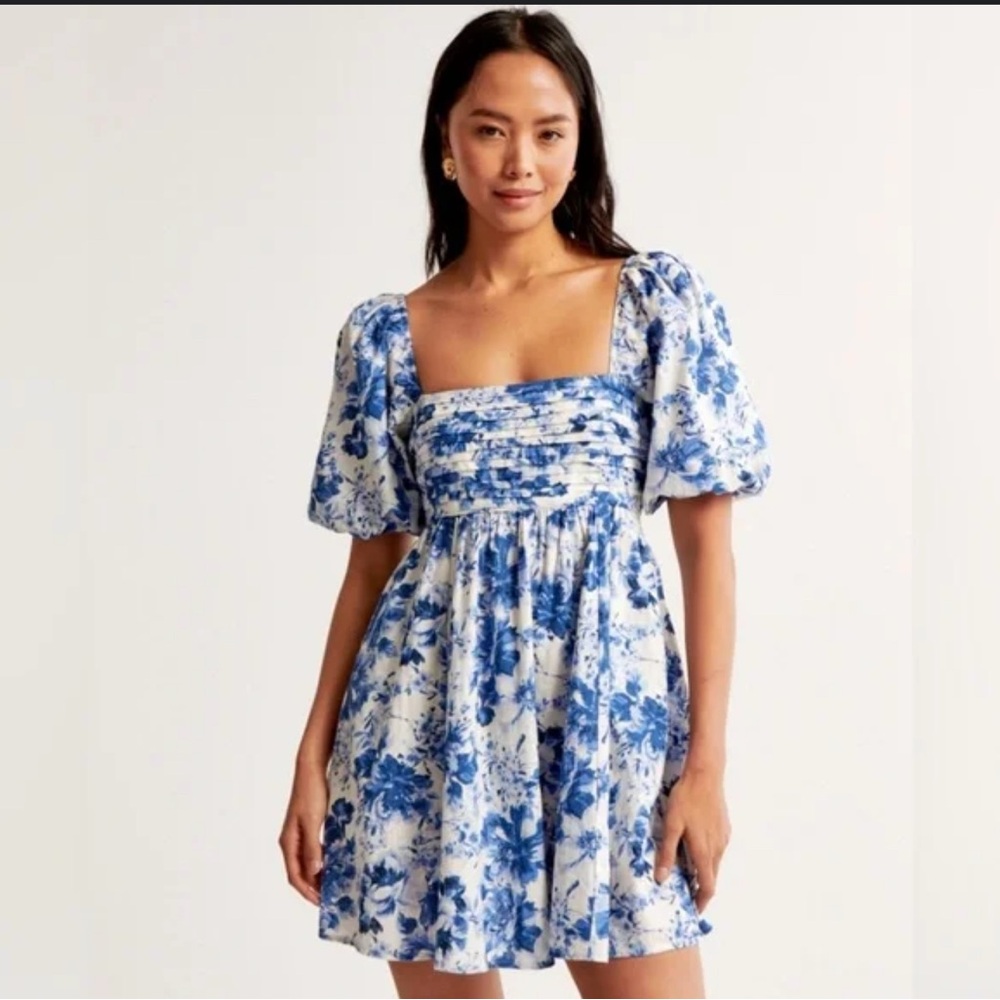 Abercrombie and fitch Emerson poplin puff sleeve dress